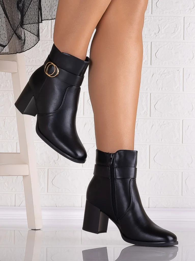 Botine Dama Negre din Piele Ecologica Zirelia