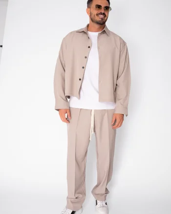 Set Camasa cu nasturi si pantalon lung Beige