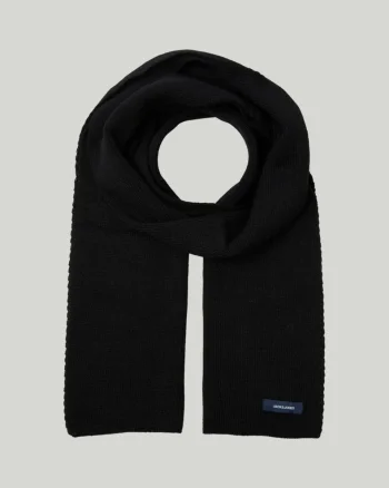 Jack & Jones Fular barbati, cu textura striata, Negru (SELECTATI MARIMEA: Universala)