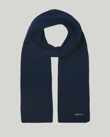 Jack & Jones Fular barbati, cu textura striata, Bleumarin inchis (SELECTATI MARIMEA: Universala)