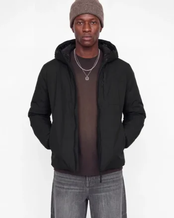 Jack & Jones Jacheta barbati, Regular fit, cu gluga fixa reglabila cu snur, JCOCLUB, Negru (SELECTATI MARIMEA: S)