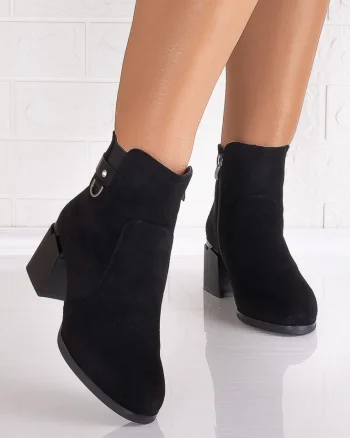 Botine Dama Negre din Piele Ecologica Intoarsa Jovesa
