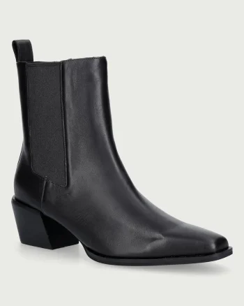 Nokwol  botine pentru femei din piele Dusi Black Leather
