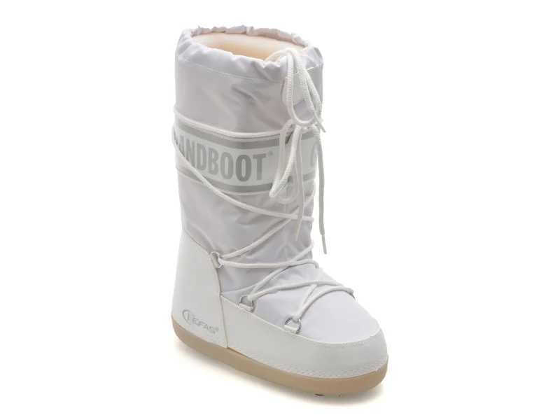 Cizme GRANDBOOT albe, 06, din material textil