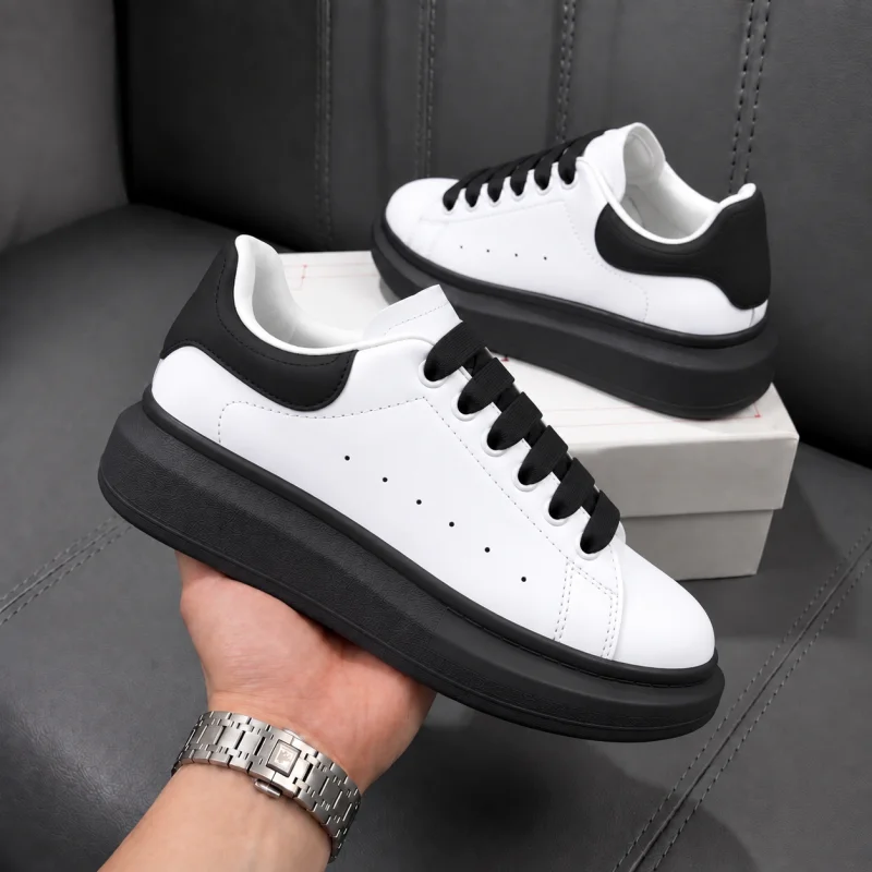 Adidasi dama casual albi cu sireturi negre 6607