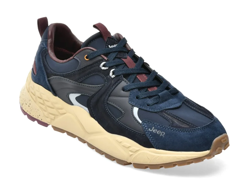 Pantofi sport JEEP bleumarin, 62110, din material textil si piele naturala