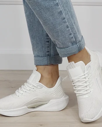 Sneakers albi cu talpa groasa tip platforma 7560 M4
