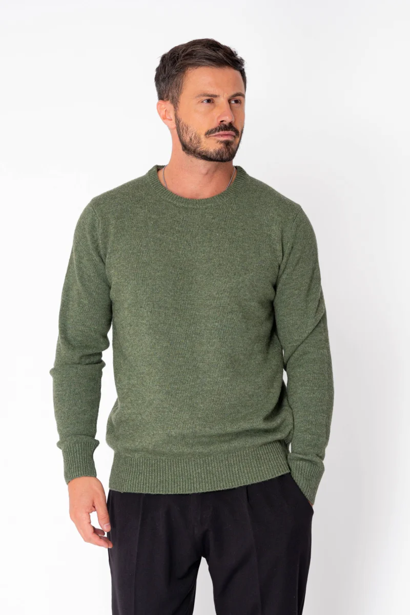 Pulover maneca lunga mix de lana Dark Olive