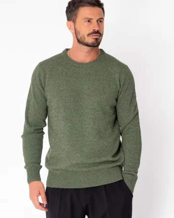 Pulover maneca lunga mix de lana Dark Olive