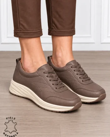 Pantofi casual damă din piele naturală cu stil clasic CRL1898 CAFENIU
