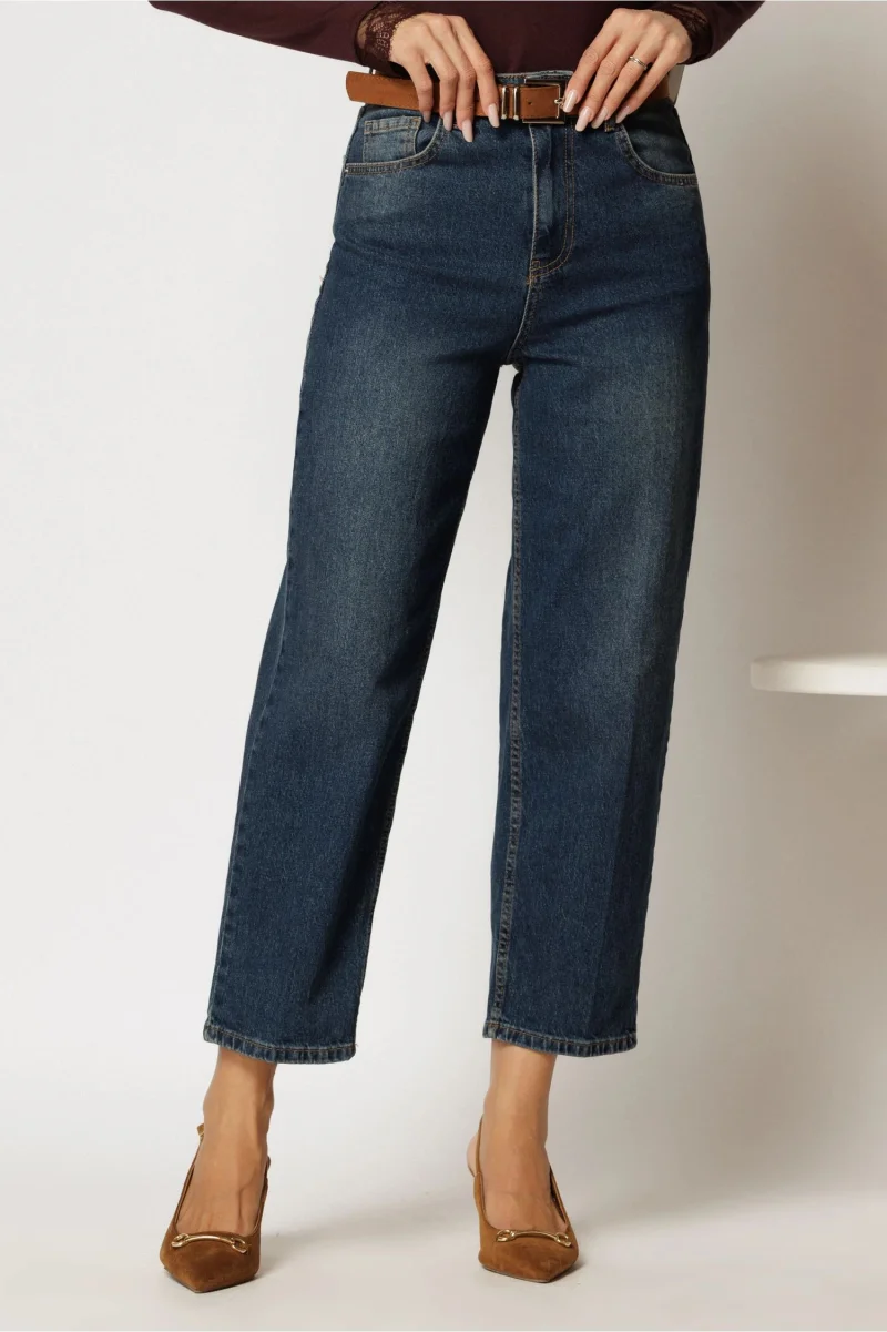 Blugi albastri mom fit casual