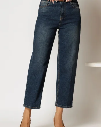 Blugi albastri mom fit casual