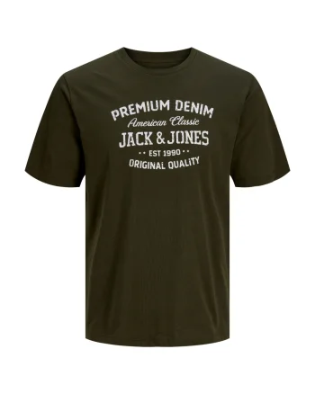 Jack & Jones Tricou baieti, la baza gatului, din bumbac, Regular fit, Verde inchis (SELECTATI MARIMEA: 152 cm)