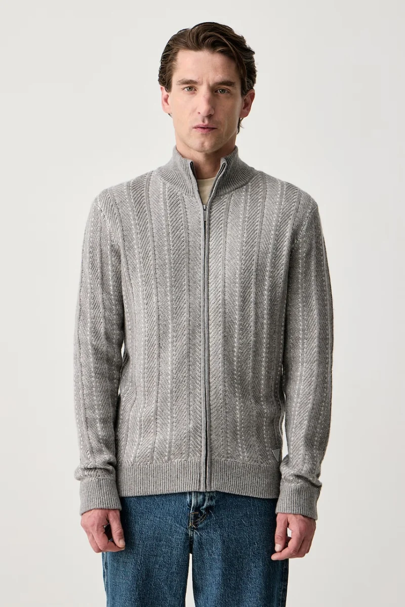 Guess  pulover cu fermoar pentru bărbați cu amestec de lână Nash