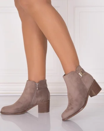 Botine dama Kaki din Piele Ecologica Intoarsa Lakina