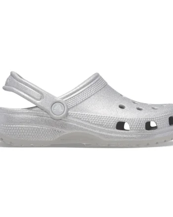 Saboți Crocs Classic Glitter Clog Gri - Silver Glitter