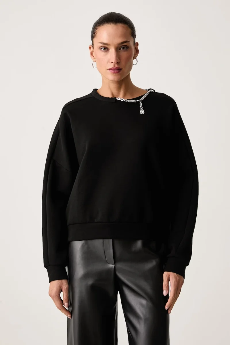 HUGO  hanorac oversized pentru femei cu bumbac Denrietta