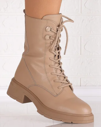 Ghete dama Imblanite Khaki din Piele Naturala Milas