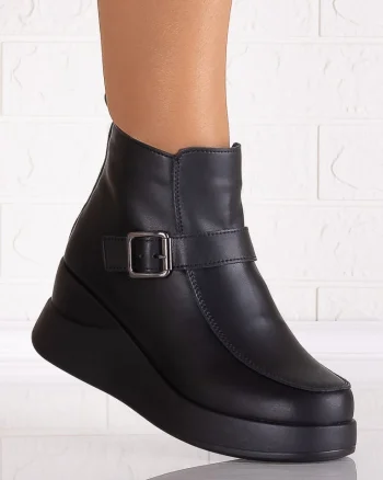 Ghete dama cu platforma Imblanite Khaki din Piele Naturala Sadila