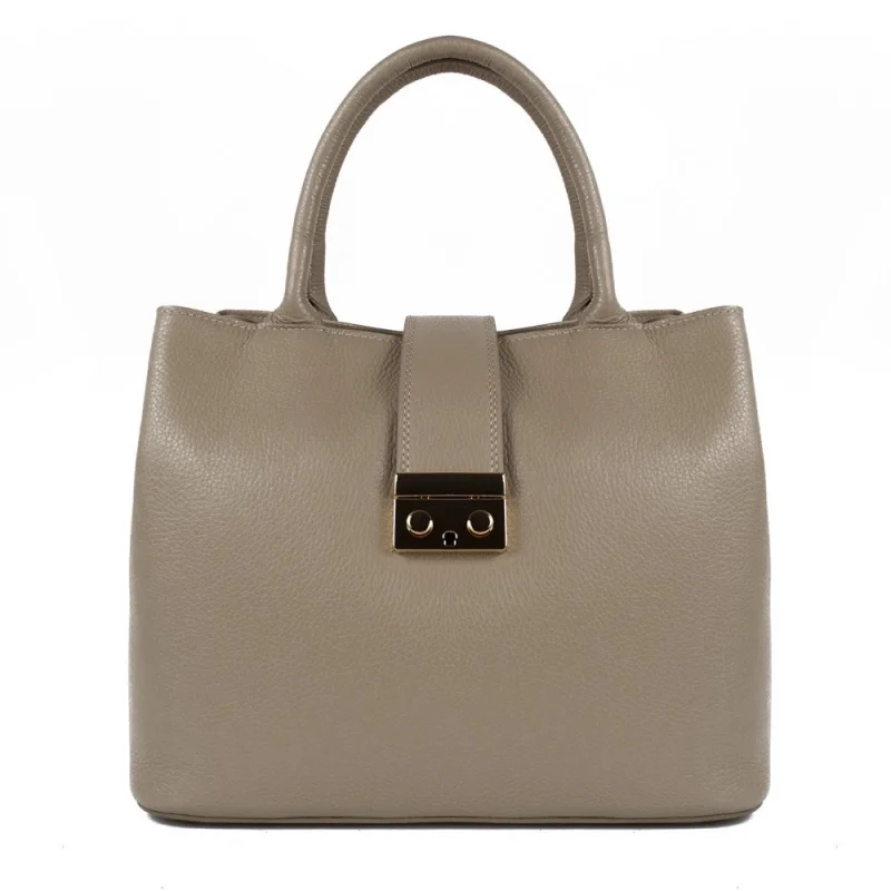 Geanta dama Alissa GT901, piele naturala, model dark taupe