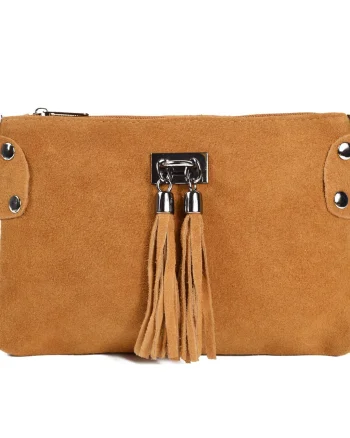 Geanta dama Tianna GT1573, piele intoarsa, cognac