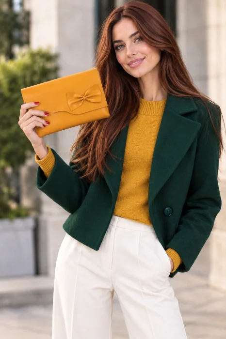 Plic handmade  din piele naturala galbena