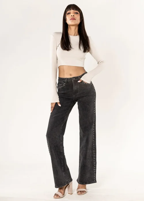 Blugi de Dama Evazati cu Talie Inalta si Tinte Nina Carter P628-92 M8