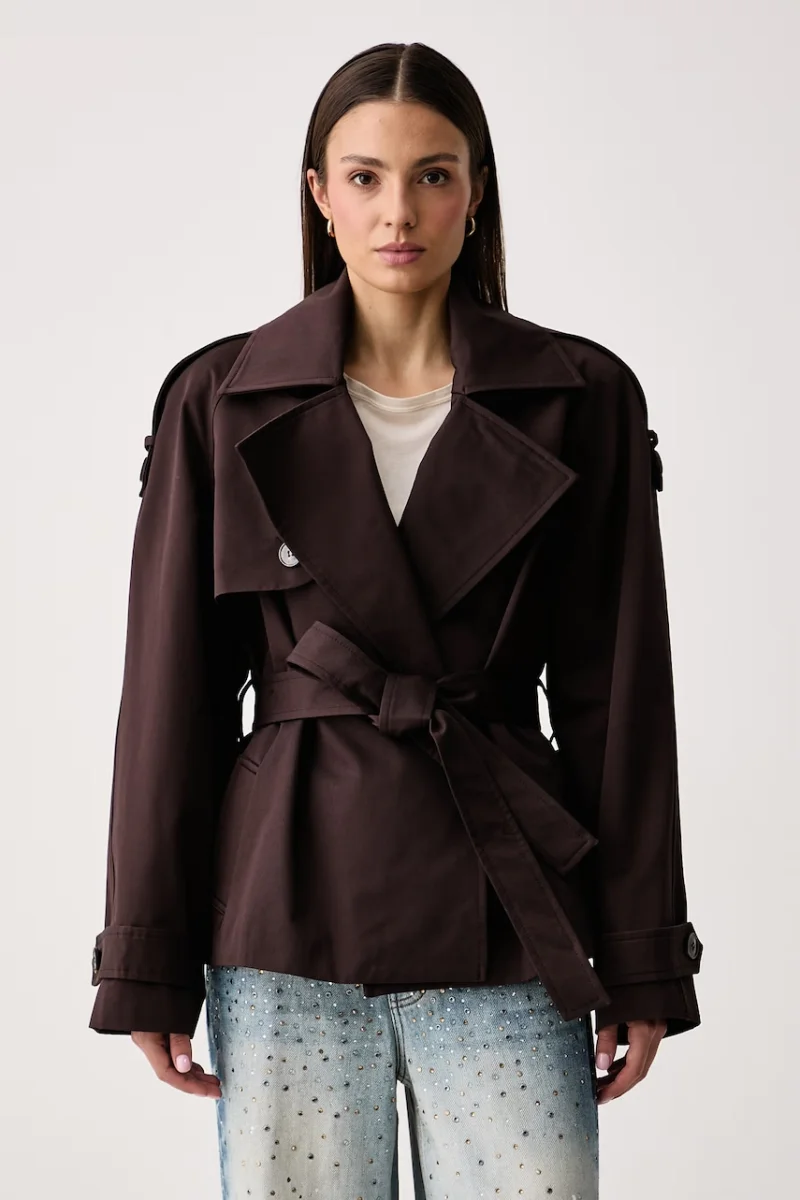 Le Privé  trenci scurt pentru femei din bumbac PEGGY JACKET MARRON