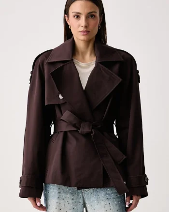 Le Privé  trenci scurt pentru femei din bumbac PEGGY JACKET MARRON
