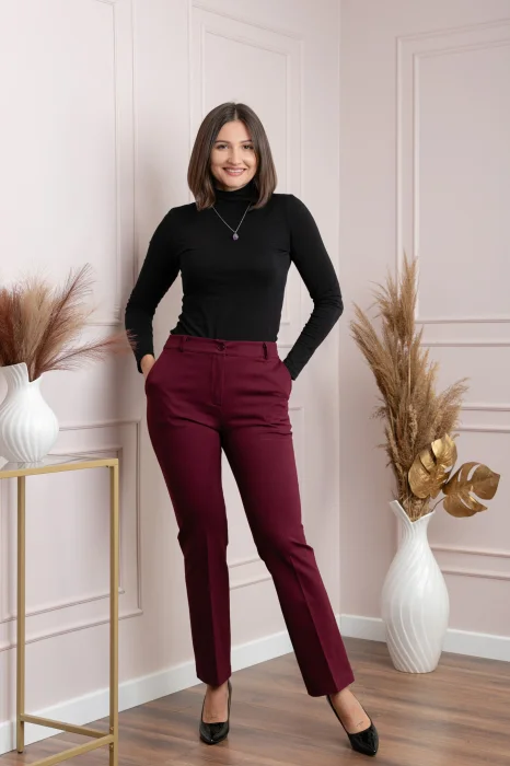 Pantaloni dama grena cu croi drept Janine