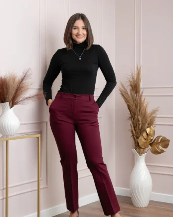 Pantaloni dama grena cu croi drept Janine