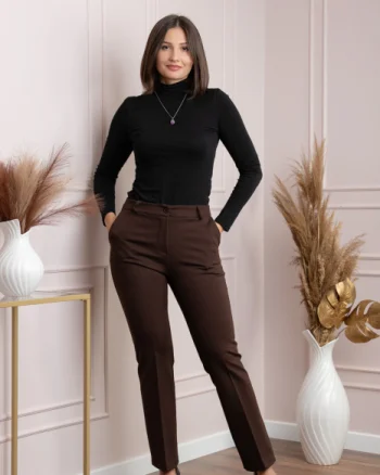 Pantaloni dama maro cu croi drept Janine