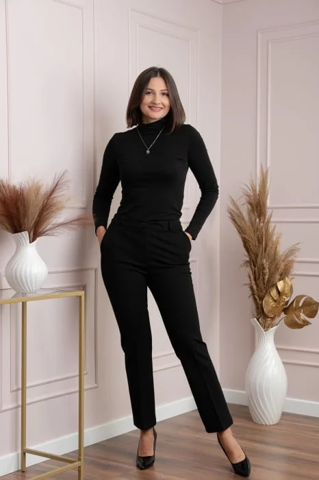 Pantaloni dama negri cu croi drept Janine
