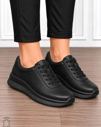 Pantofi casual din piele naturală pentru damă cu design versatil CRL1909 NEGRU