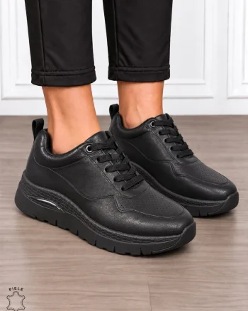 Pantofi casual damă din piele naturală cu stil versatil CRL1916 NEGRU